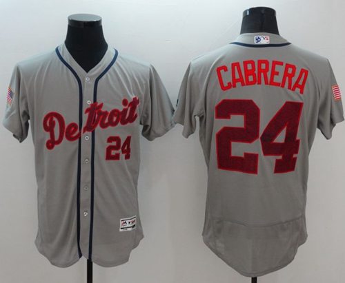 Tigers #24 Miguel Cabrera Grey Fashion Stars & Stripes Flexbase Authentic Stitched MLB Jersey - Click Image to Close
